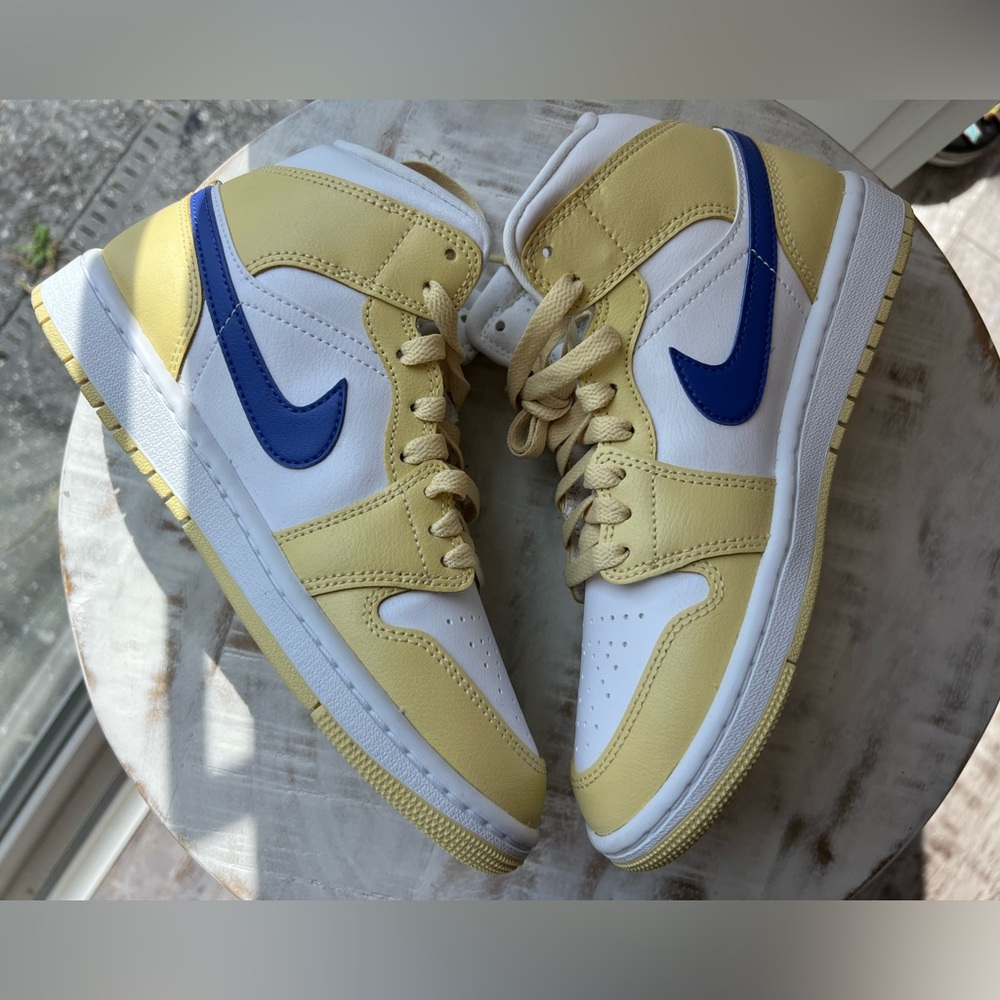 Nike Air Jordan 1 Mid Lemon Wash Lapis 6.5w 5y Basketball Sneakers New - Picture 5 of 10